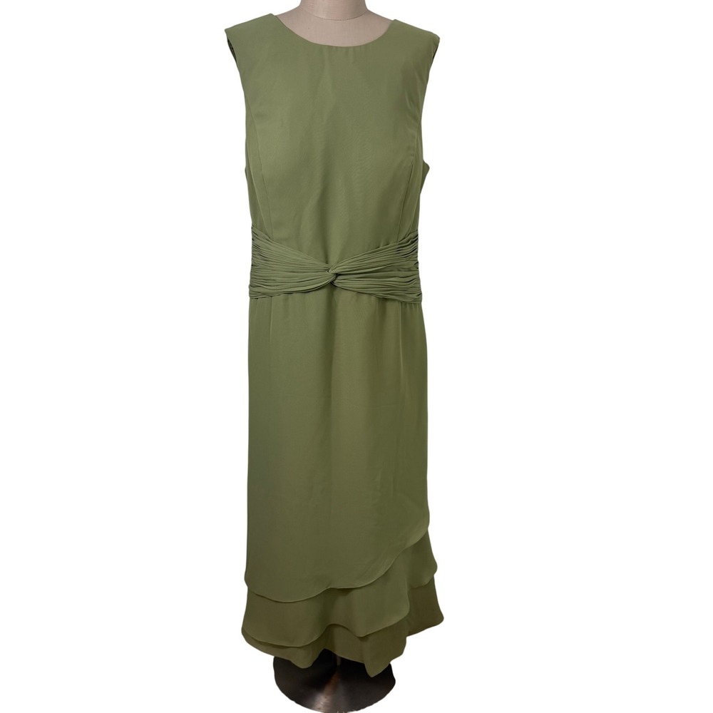 STACEES Celadon‎ Green Chiffon Ruched Waist Tiered Special Occasion Dress 20 NWT